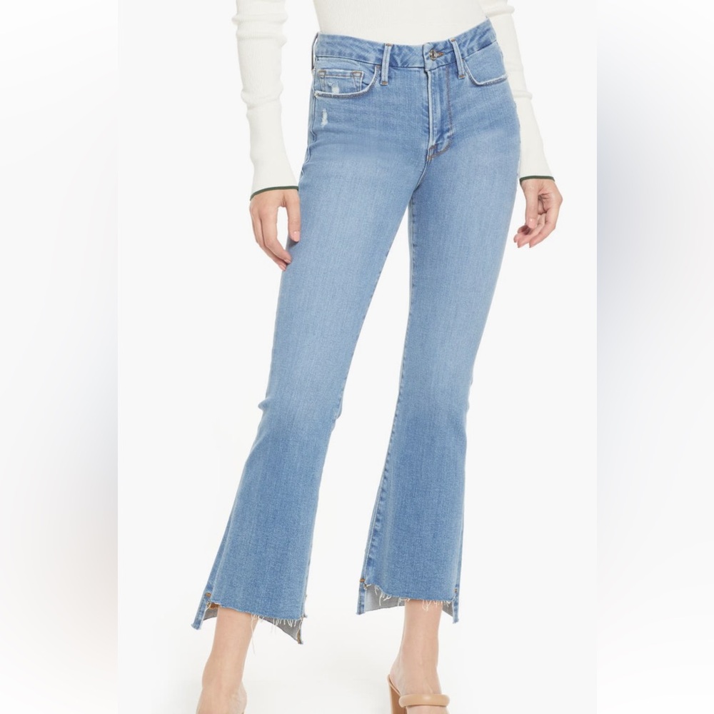 FRAME Le Crop Mini Boot Stagger Raw Hem Crop Bootcut Jean